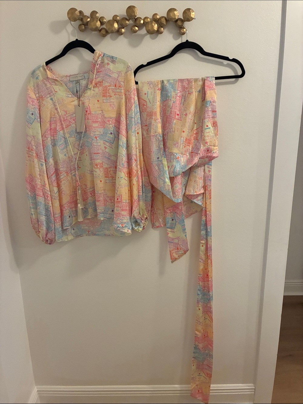 Pastel Multi-Color Printed Two-Piece & Wrap Around Skirt
